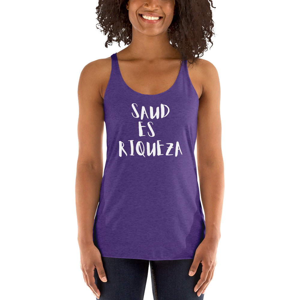 Salud es riqueza Women's Racerback Tank